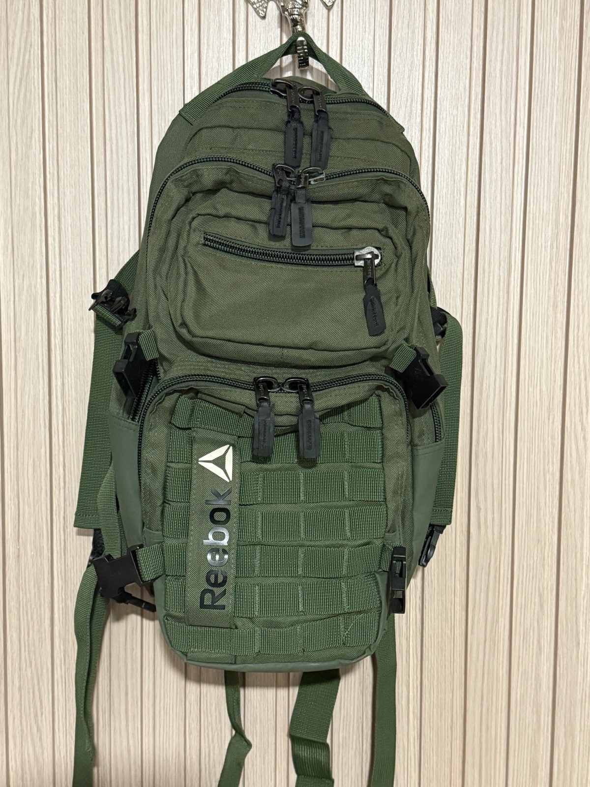Reebok CrossFit Backpack Army Green Padded Laptop Pocket Hiking Carry On