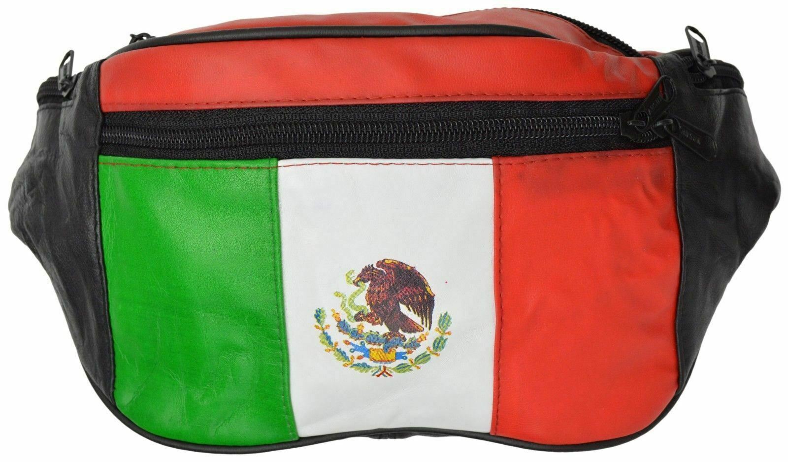 Mexico Flag Leather Waist Fanny Pack Belt Bag Pouch Travel Hip Purse Men Women