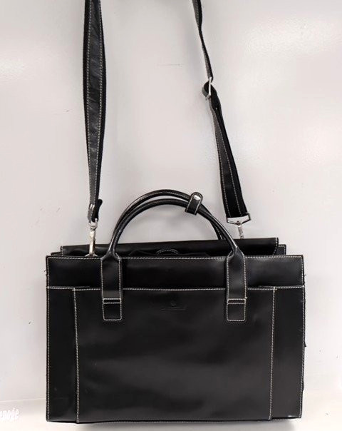 Samsonite Leather Briefcase Document Case Magnetic Closure Top Handle Strap