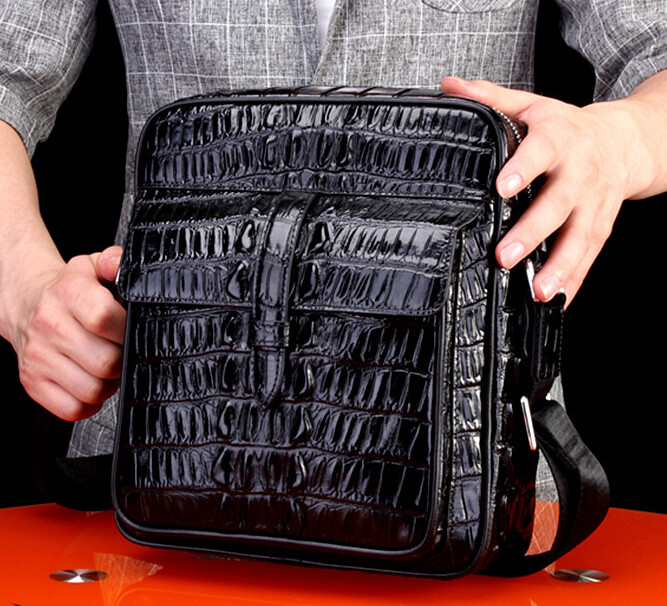 Top Cowhide Leather Crocodile Pattern Men’s Luxury Shoulder Bags Crossbody Bag