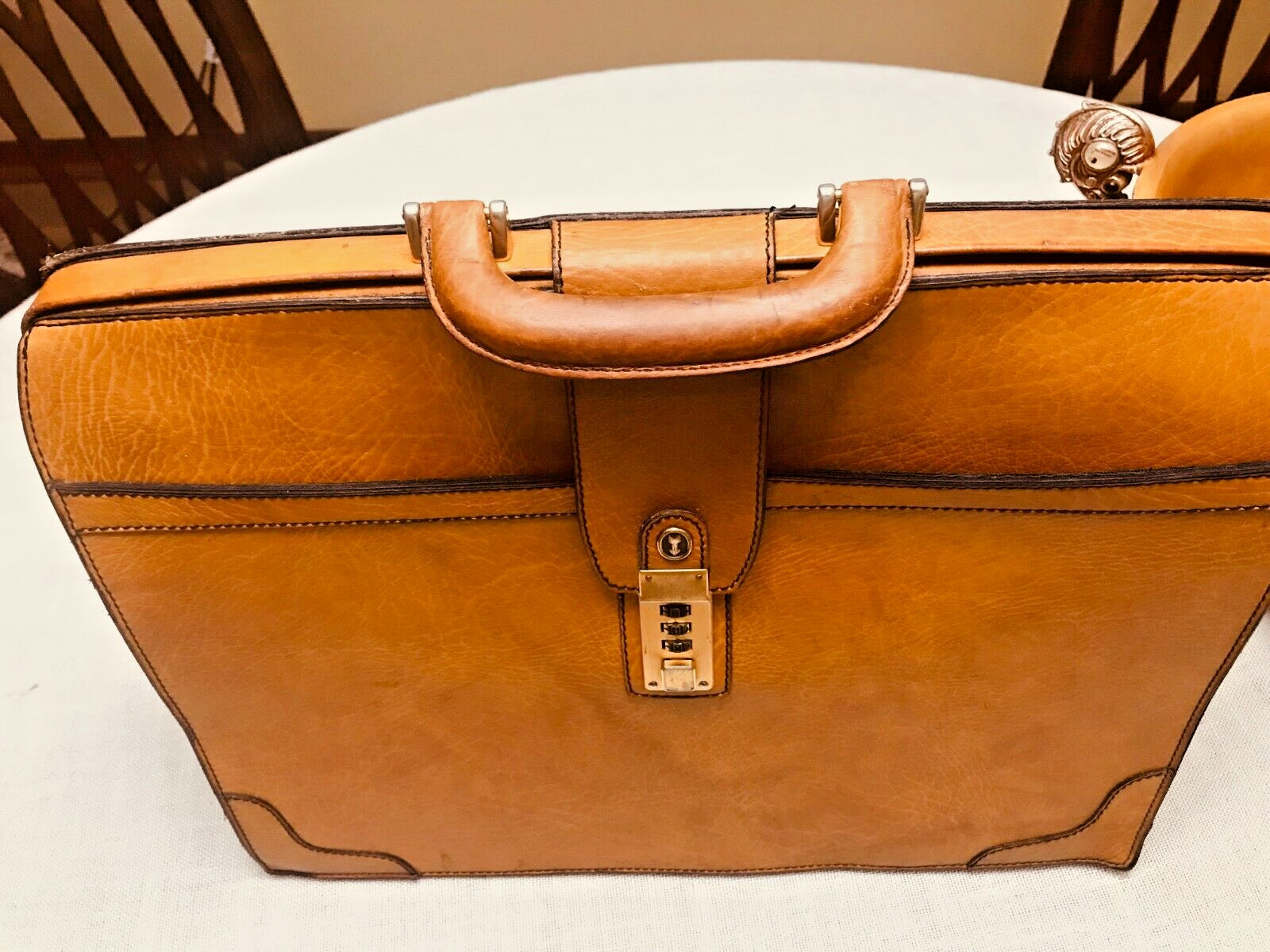 GOLDPFEIL “CARACCIOLA” Tan Leather Briefcase / Lawyer Bag – W. GERMANY
