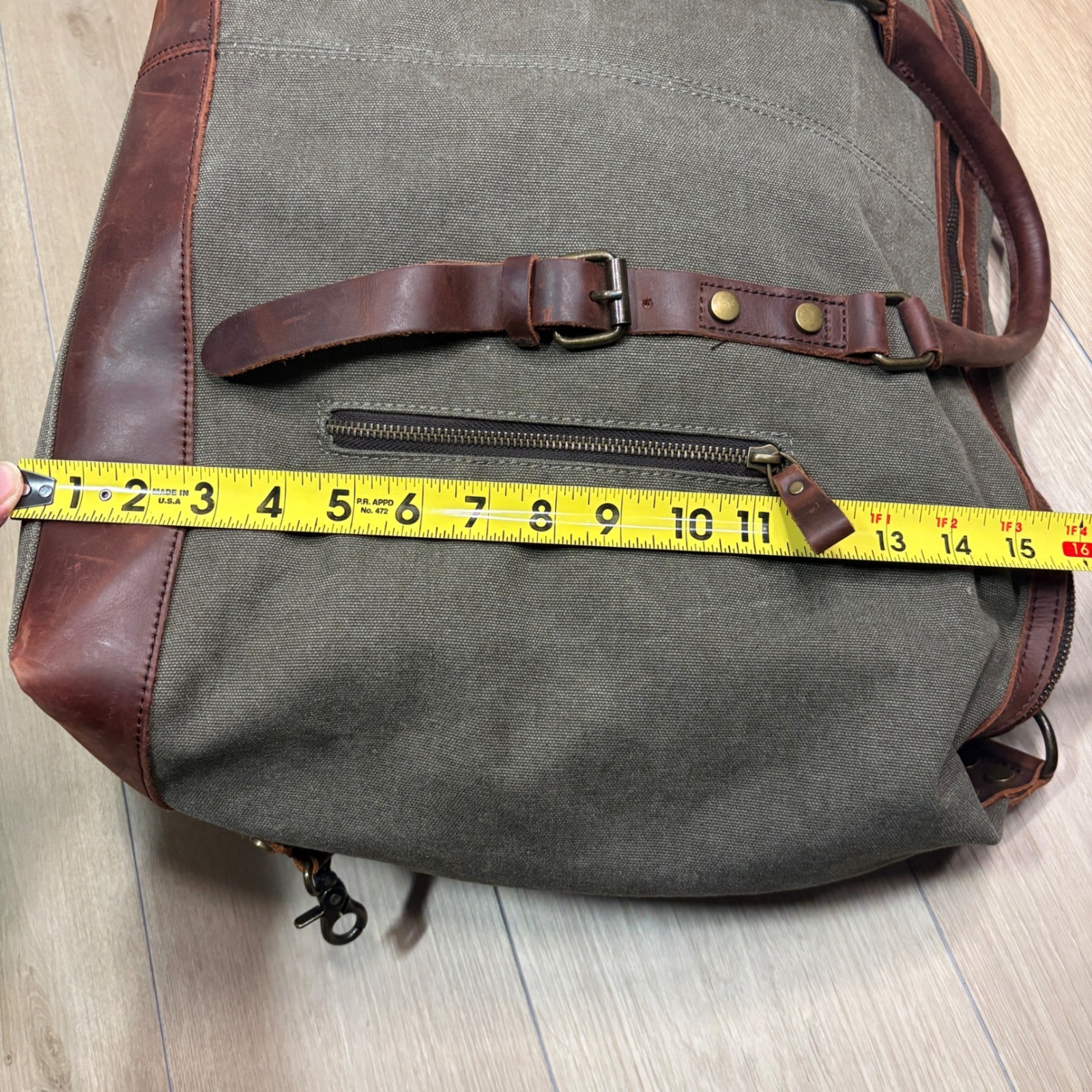 S-ZONE Canvas Leather Duffel Bag Weekender Overnight Travel Bag Green Brown
