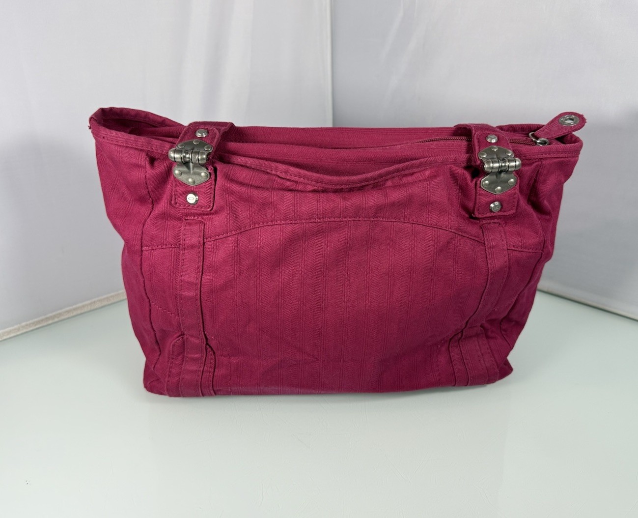 Vintage Oakley Tactical Canvas Ruby Red Maroon Purse Gym Tote Handbag Travel Bag