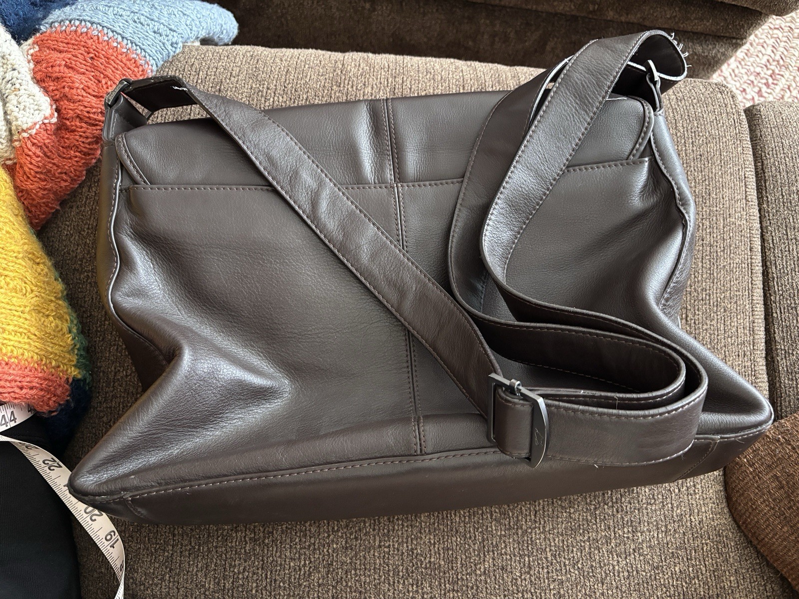 Braun Buffel Original Leather Messenger Shoulder Bag Retro Modern Style Germany