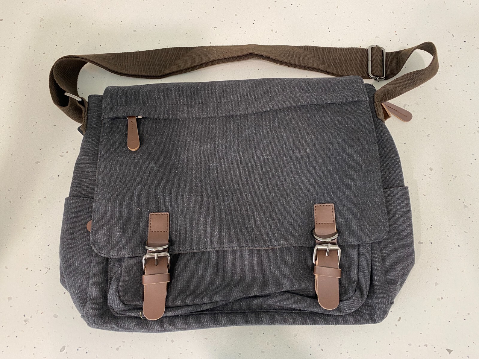 Charcoal Canvas Laptop Satchel / Messenger Bag, 35 x 12 x 30cm, Brand New