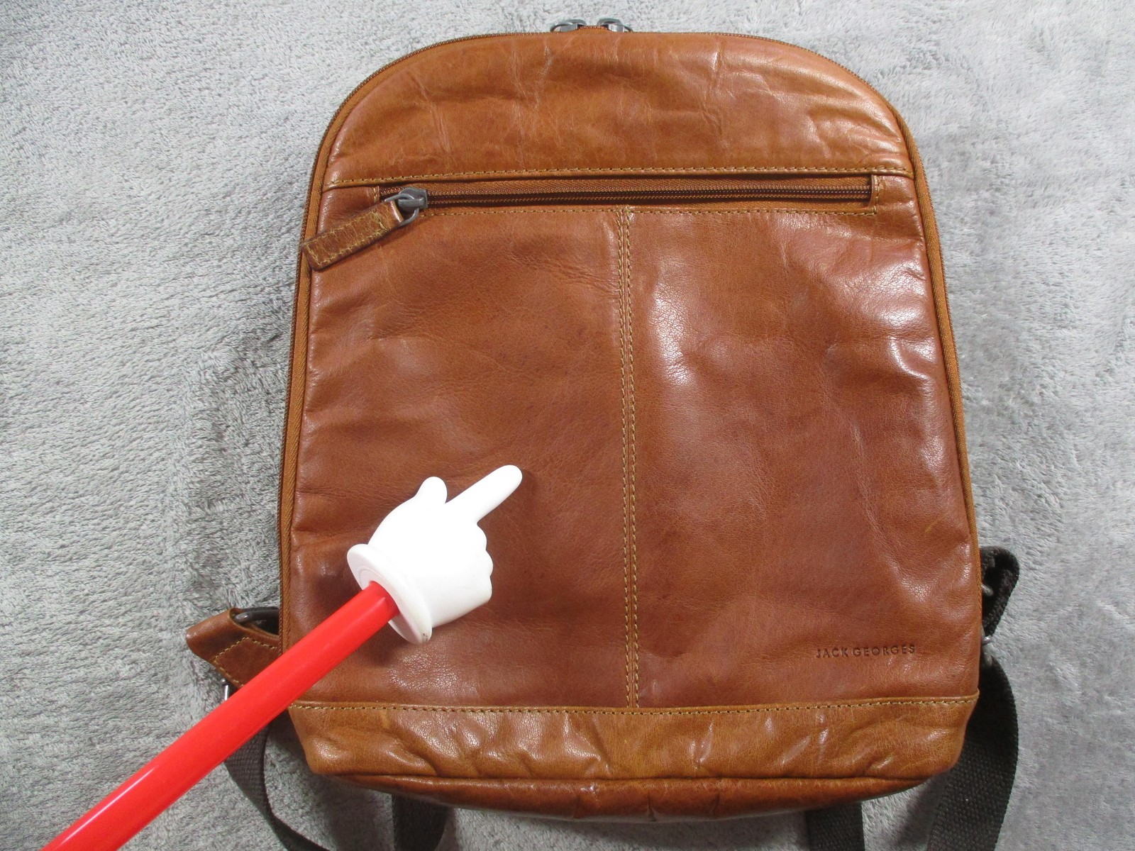 Jack Georges Backpack Mens Small Brown Leather Business Organizer Daypack