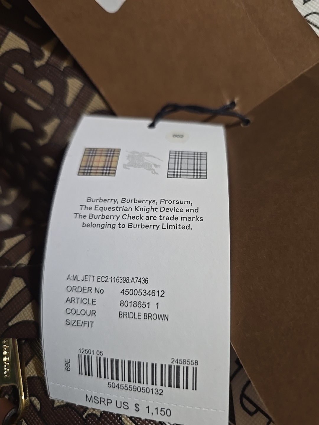 Burberry Medium London Check Monogram Stripe Backpack Bridle Brown