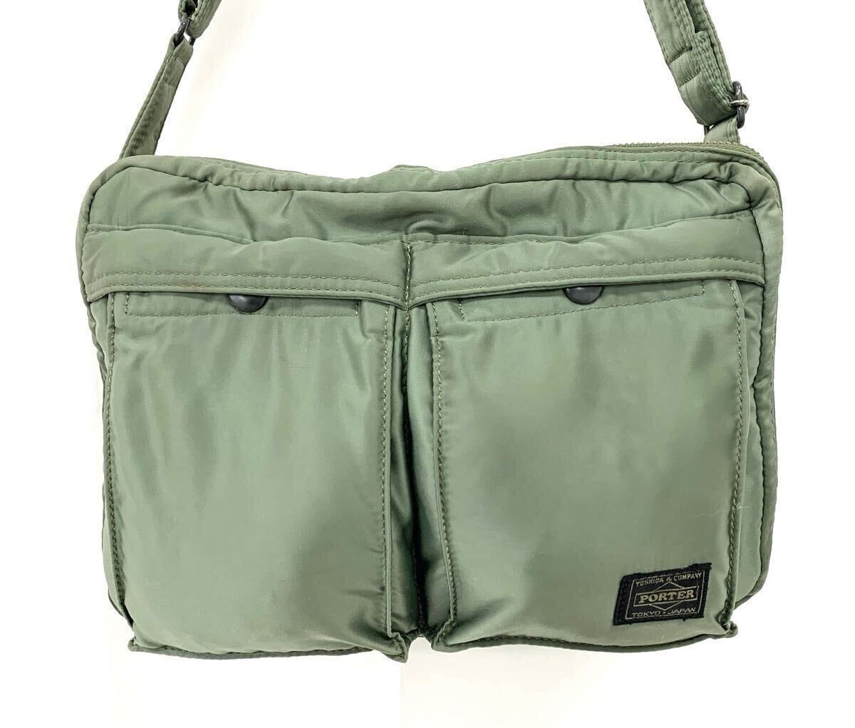 PORTER Yoshida Kaban Tanker Shoulder Bag Khaki Green Orange 30cm x 20cm x 10cm