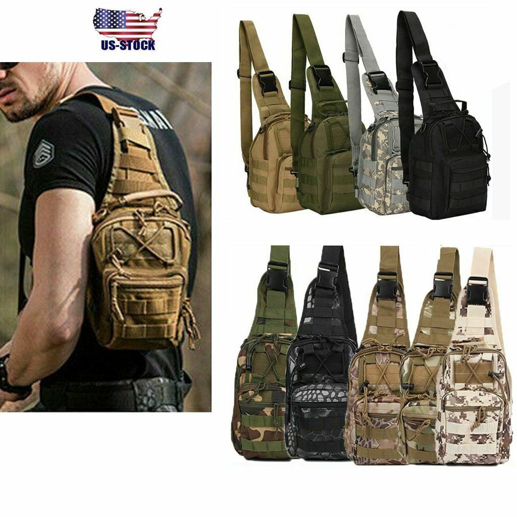Male Tactical Chest Bag Backpack Molle Crossbody Sling Messenger Shoulder Pack