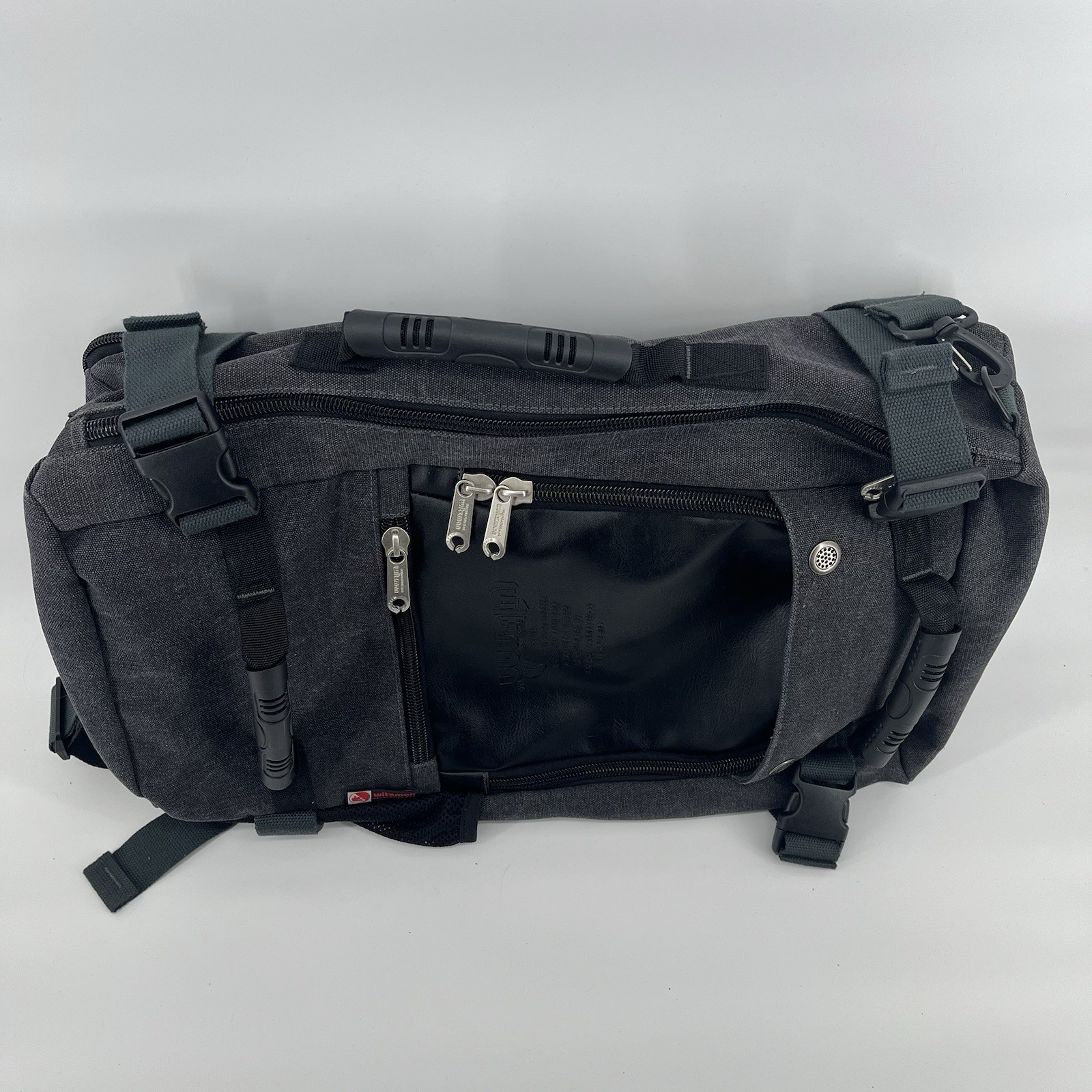 WITZMAN Travel Backpack Convertible Canvas Bag Gray Carry On
