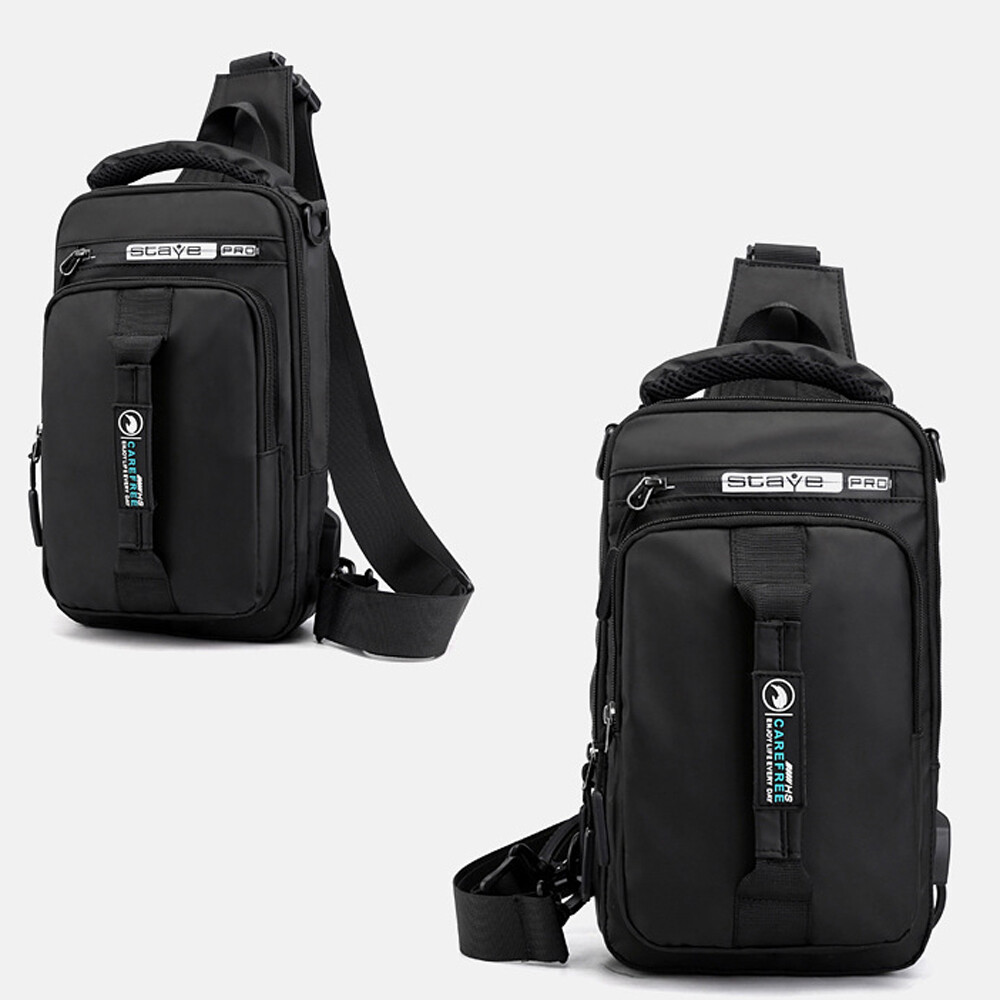 Men’s Sling Crossbody Bag Anti-theft Chest Shoulder Backpack USB Charging Port