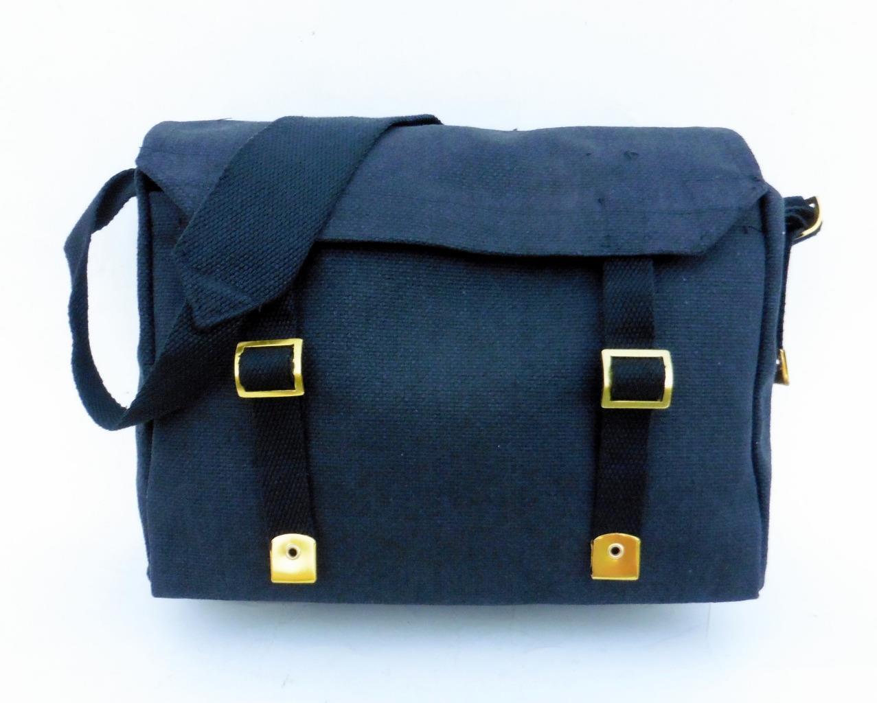 Canvas Shoulder Bag Biker Motorcycle Messenger Web Haversack Small 26x25x8cm Blk