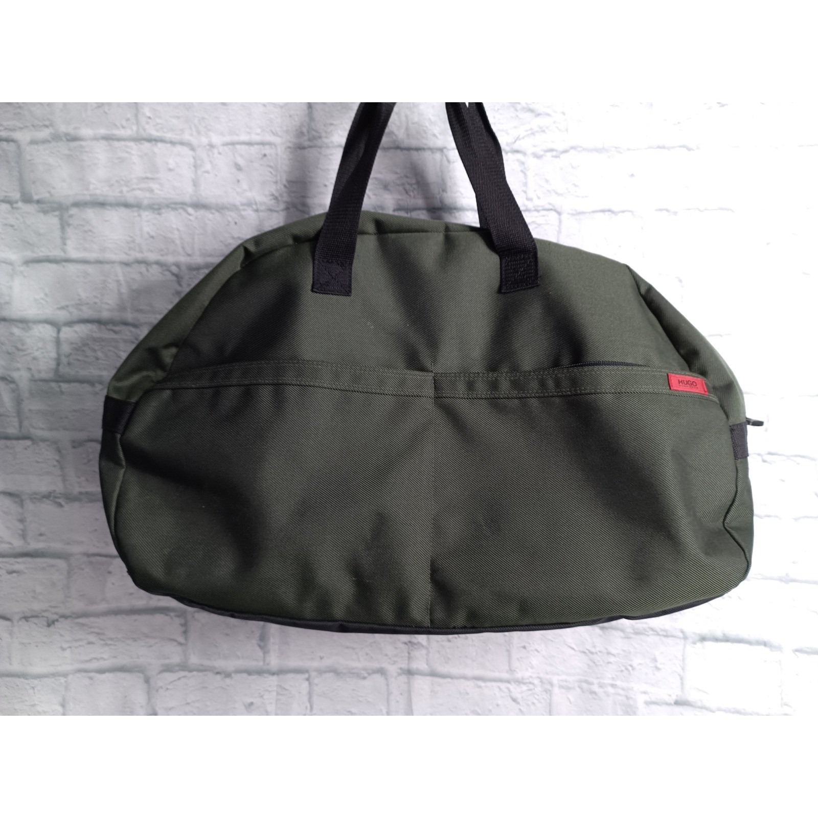 Hugo Boss Large Duffle Bag Charcoal Gray Canvas Travel Gym Weekend Bag s11
