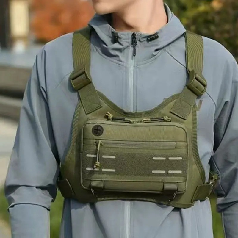 Sport Running Combat Chest Rig Bag Front Pouch Recon Kit Pack Protective Vest