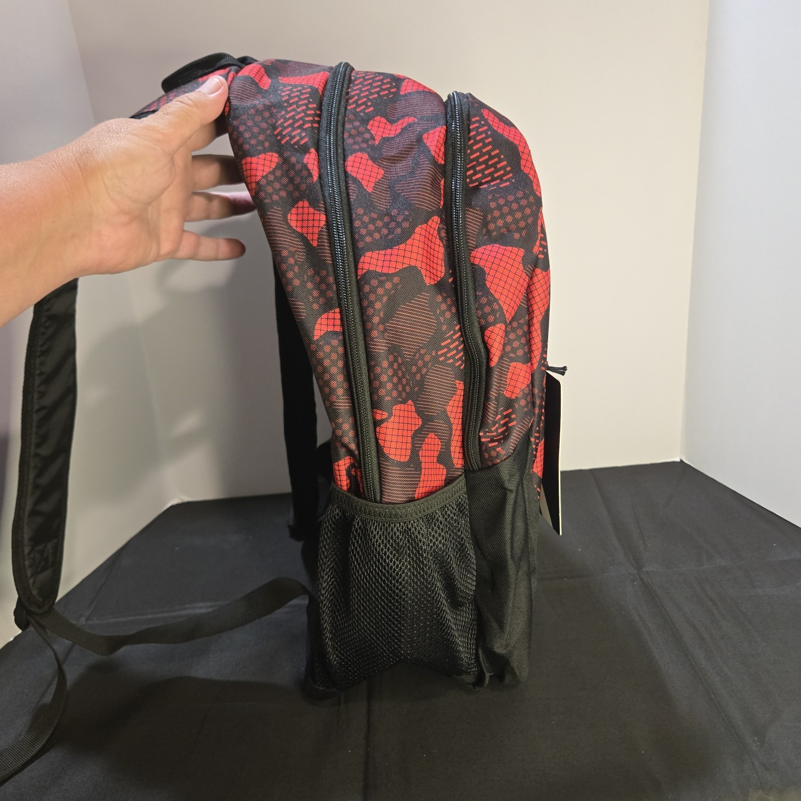 NEW Adidas Fundare Backpack Red Black Camo Multi Pocket Laptop School Travel Bag