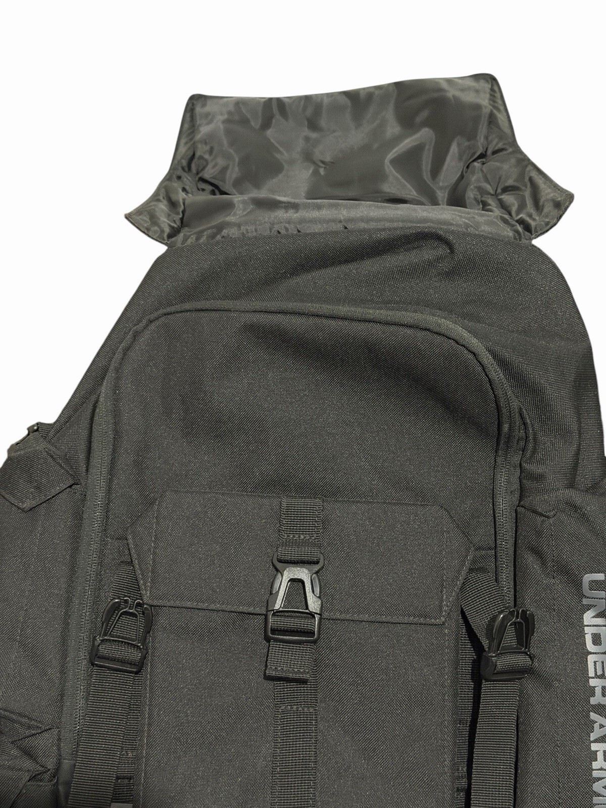 Under Armour Project Rock Backpack Black Gold Roll Top Gym Laptop Travel Bag