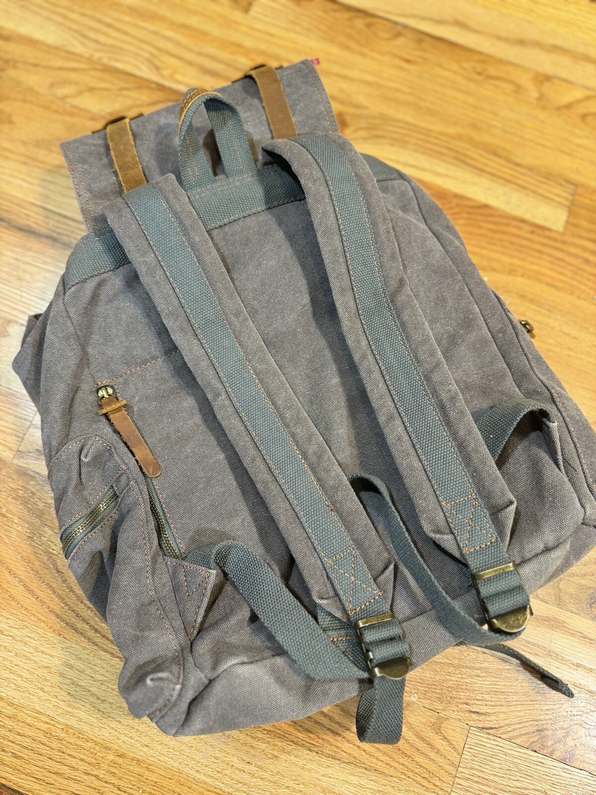 Augur Strauss Canvas Backpack Grey And Green