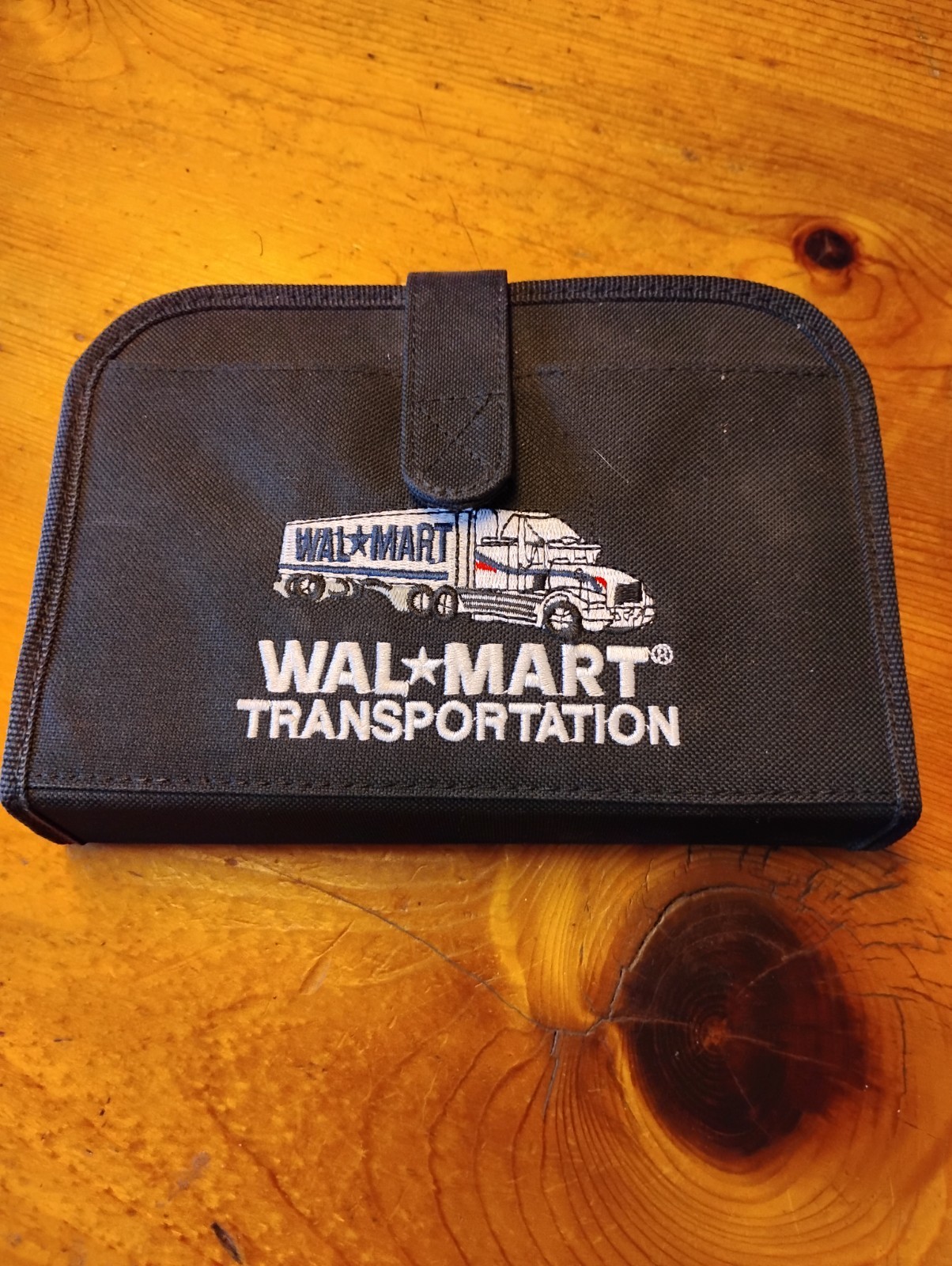 Walmart Transportation Black Zippered Pouch Tool Case Truck Logo Embroidered