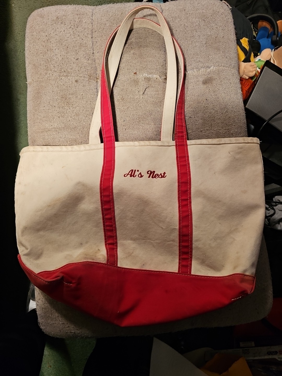 L.L. Bean Boat and Tote Bag Red Trim Canvas Classic Made in USA Vintage 80’s