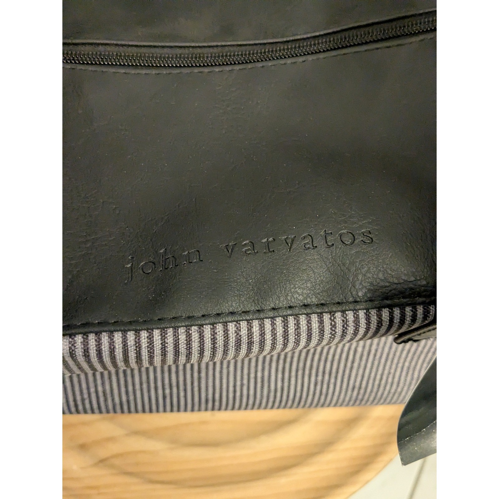 John Varvatos Mono Duffel Bag Men’s Striped Black Travel Gym Carry On Gift Bag
