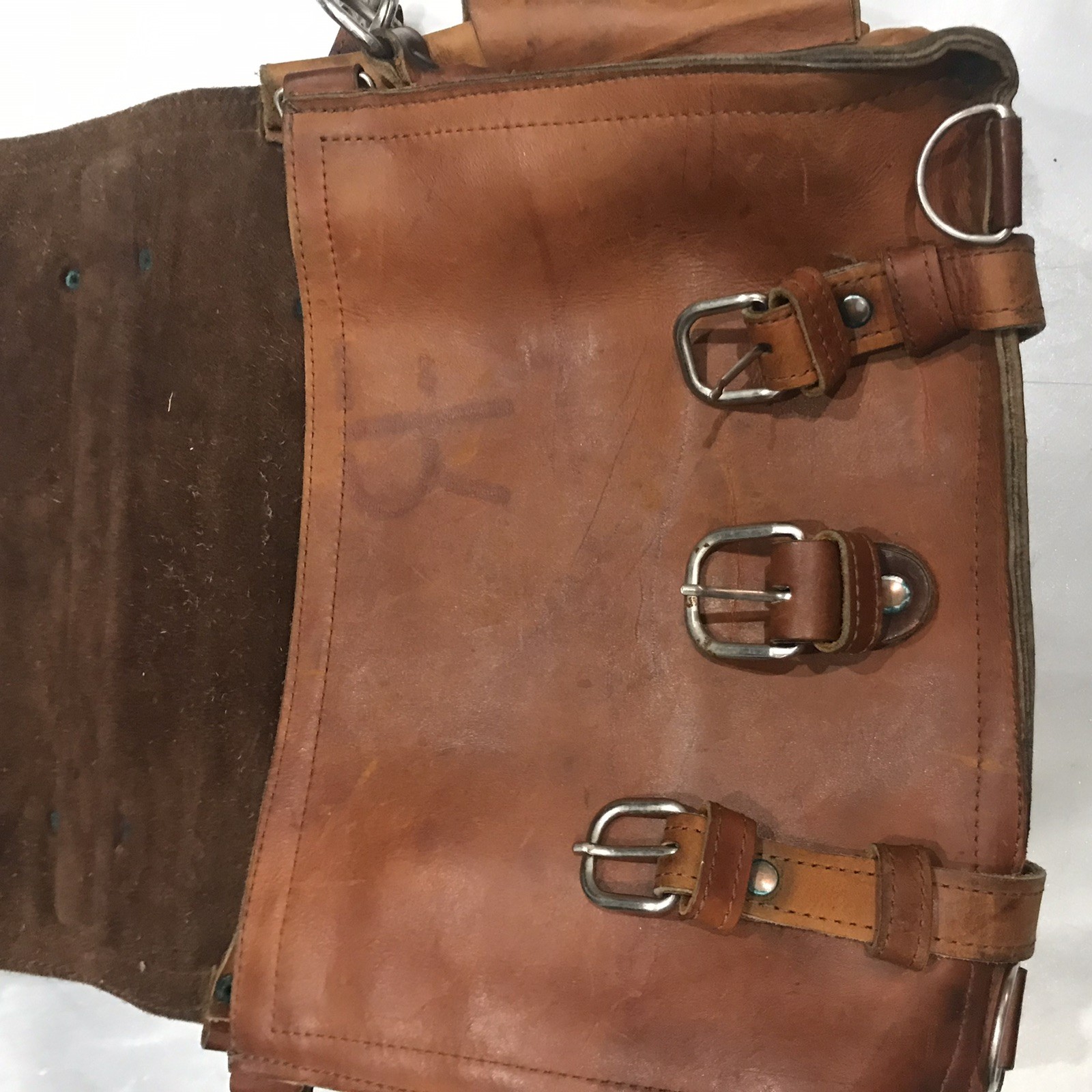 Briefcase Chestnut Leather Cross Body Shoulder Bag with Handle, Straps & Pockets