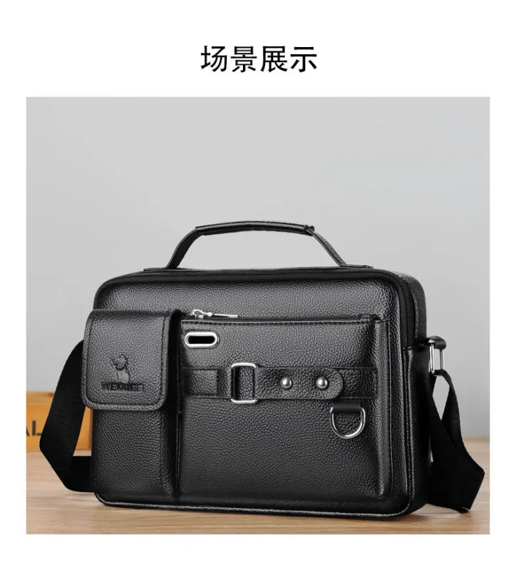 Men Shoulder Bag Pu Leather Business Messenger Bag for Man New