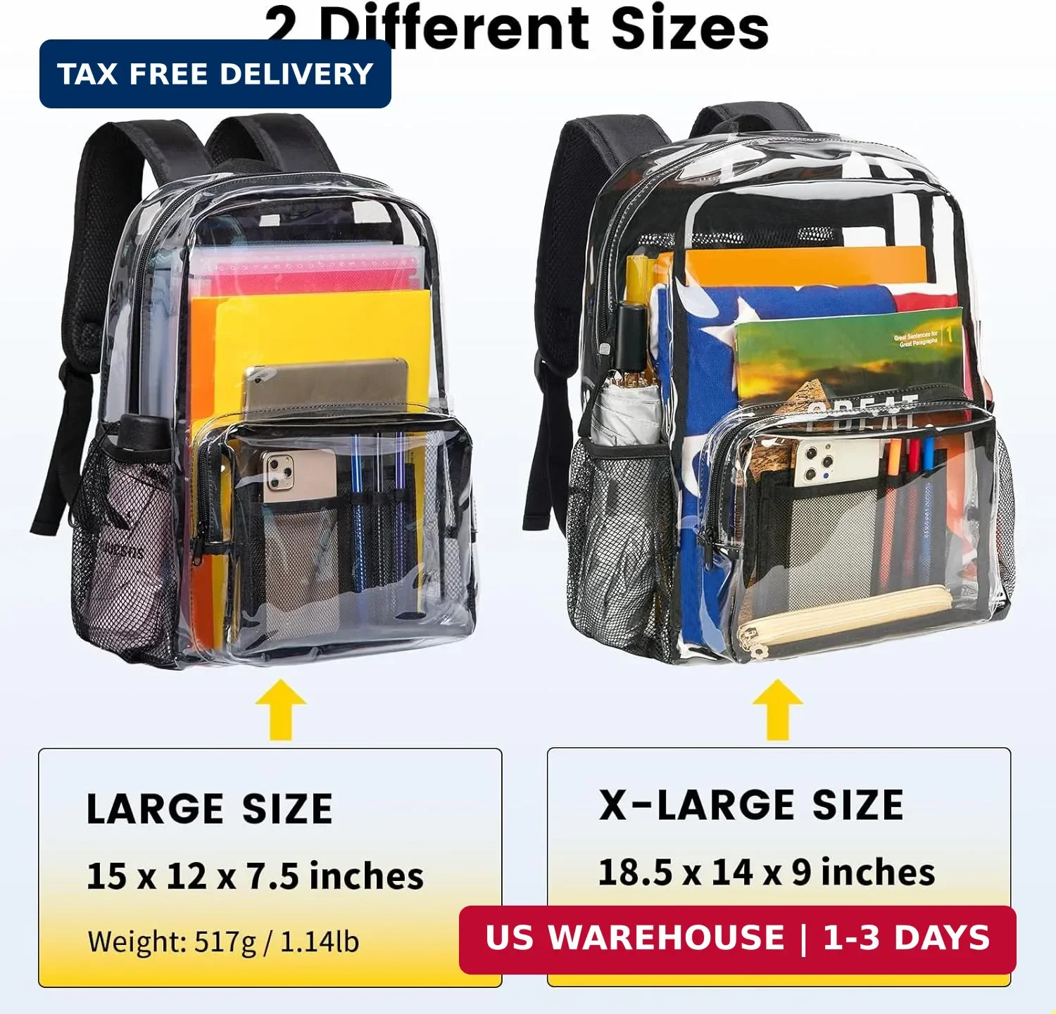 Vorspack Clear Backpack – Heavy Duty PVC Transparent See Through Backpack for Co