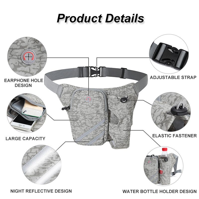 Men Women Climbing Waist Bag with Water Bottle Holder Fanny Pack Pouch Bum Bags