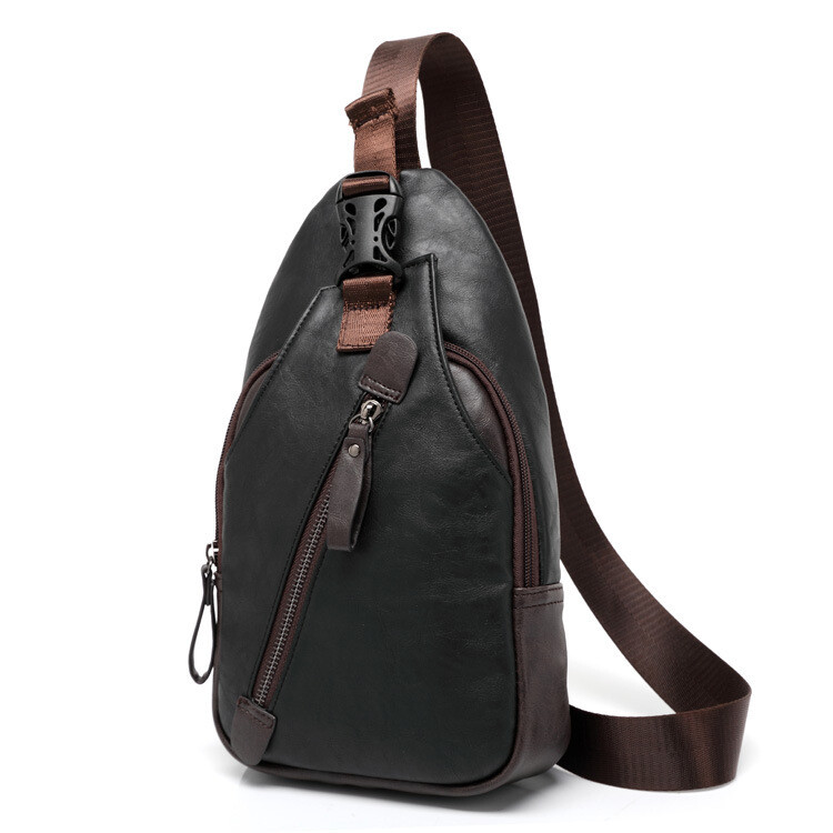 Men Fashion Leather Chest Backpack Shoulder Pocket Pack Cross Body Sling Bum Bag