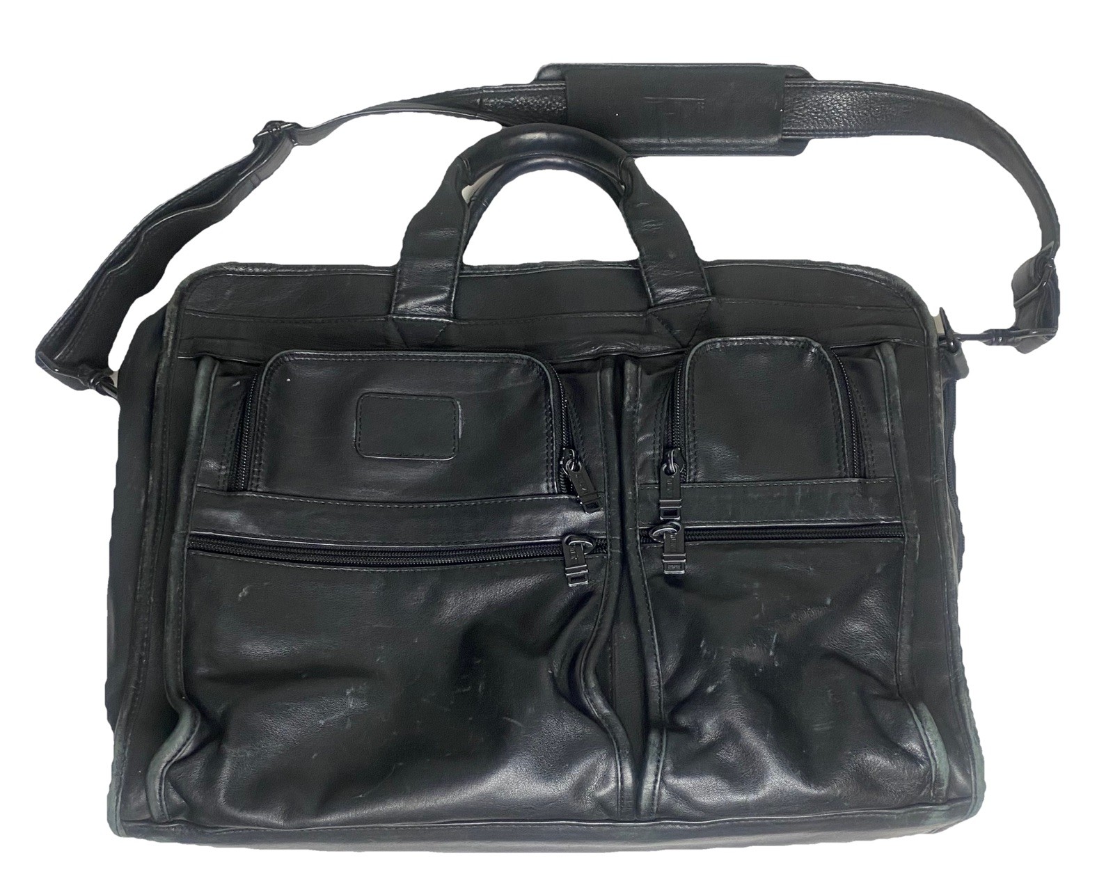 Tumi Alpha Expandable Large Briefcase Laptop Bag Napa Leather Black 904D3