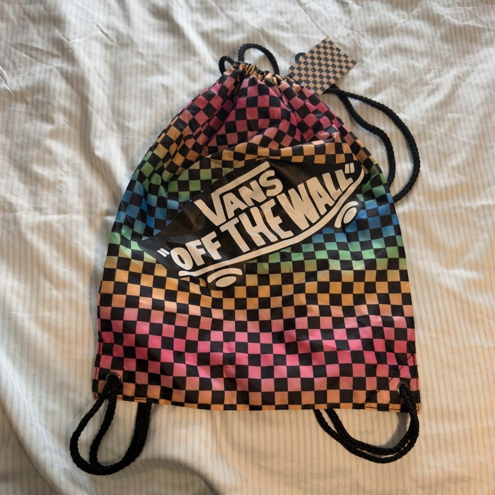 Vans multicoloured checkered backpack #skateboarding #vansoffthewall