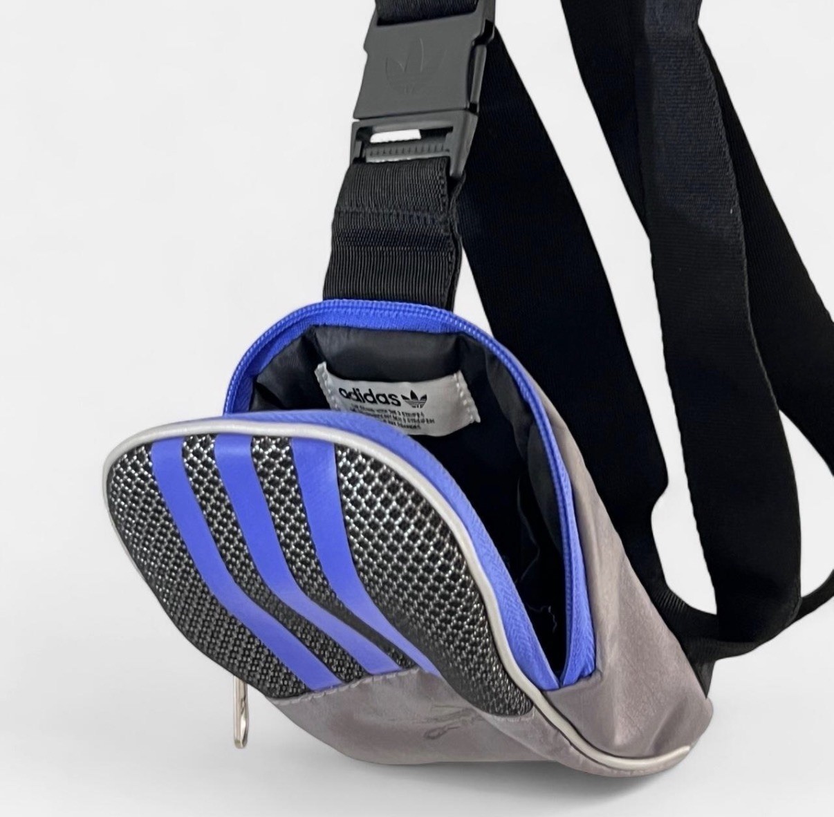 Adidas Sling Bag Blue / Grey / Black Reflective on Front Wore Once