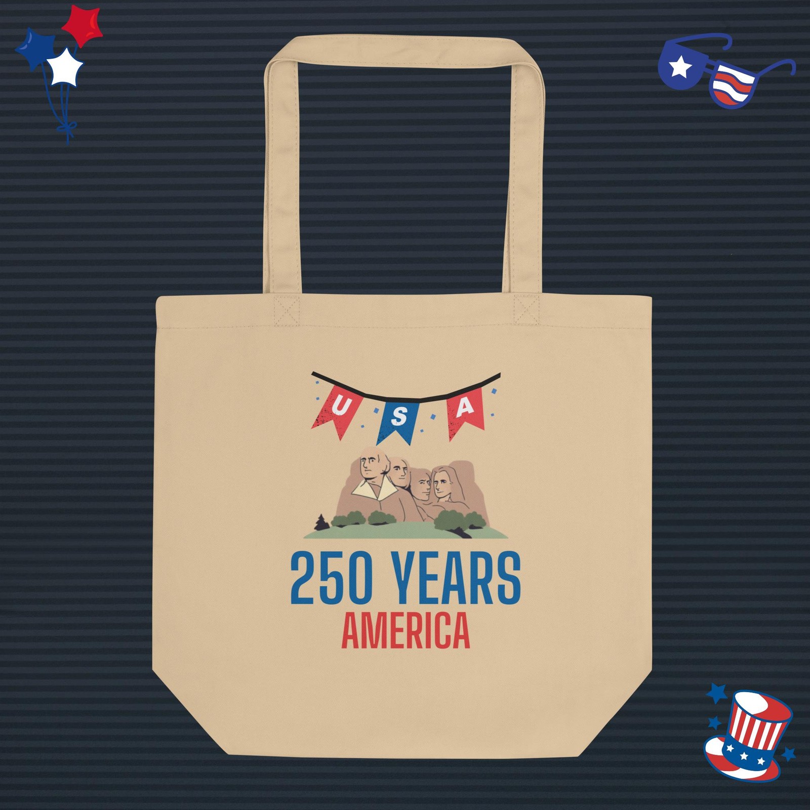 America USA 4th of July 1776-2026 Anniversary Eco Tote Bag Mount Rushmore
