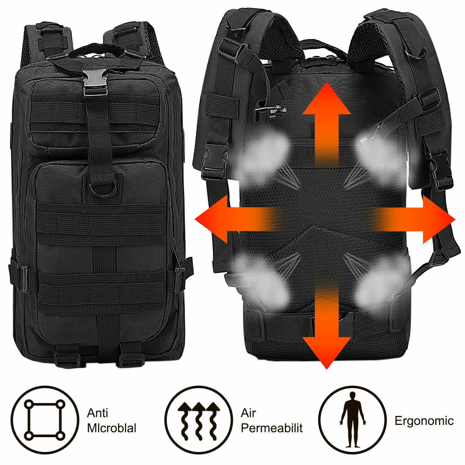 Military Tactical Backpack Daypack Bug Out Bag for Hiking Camping School Travel