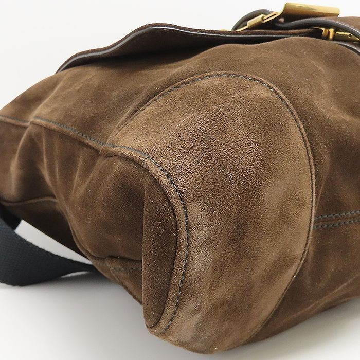 Salvatore Ferragamo Messenger Bag Shoulder Suede Belt Brown Vintage 38x30x13cm