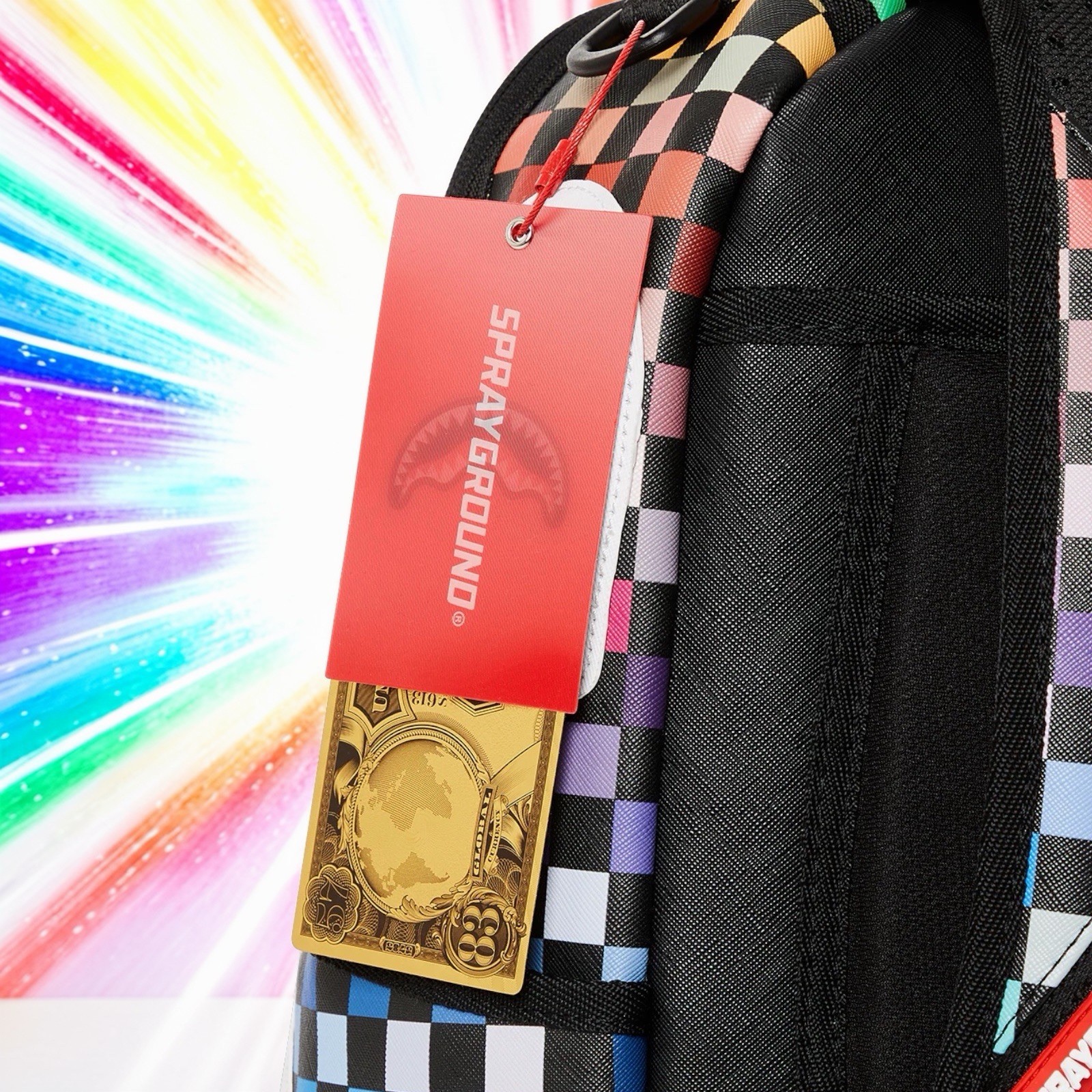 SPRAYGROUND SHARKS IN PARIS THE GRIDBACKPACK (DLXV) MULTICOLOR CHECKERS RAINBOW