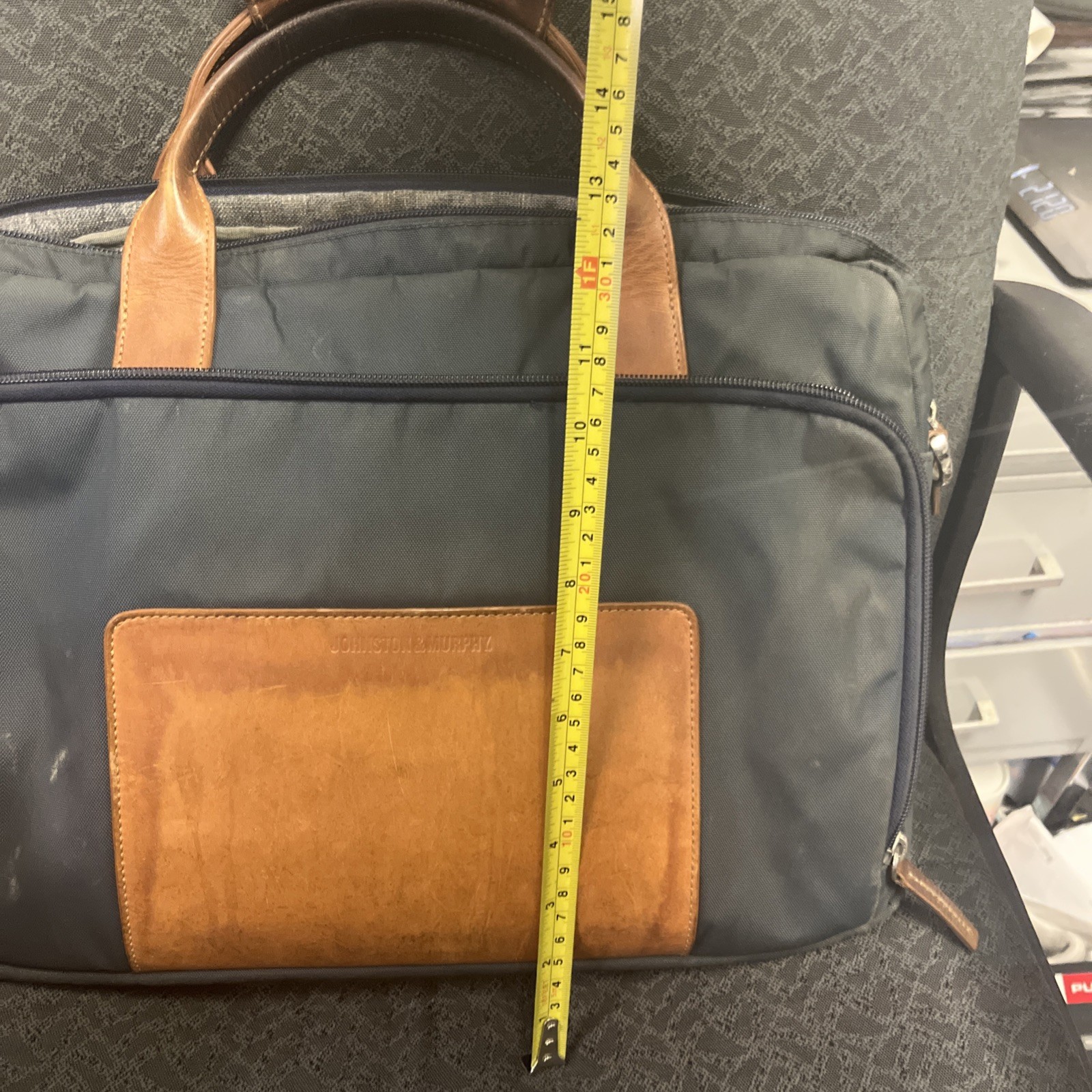 Johnson and Murphy leather and ballistic fabric briefcase