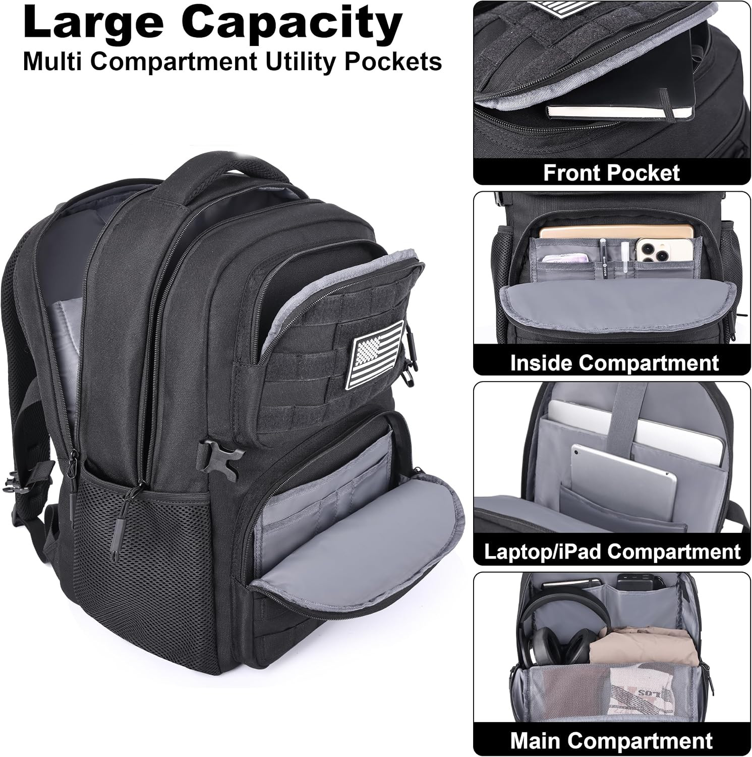 17-Inch Tactical Laptop Backpack with USB Charger – Flight Approved Carry-On