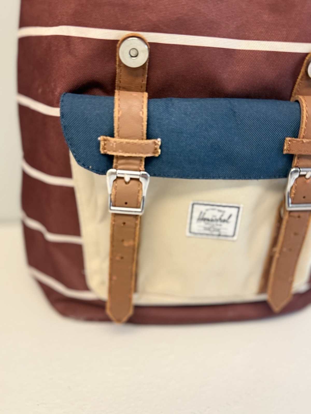 Herschel Supply Co. Little America Backpack Maroon Striped Colorblock 19″ Large