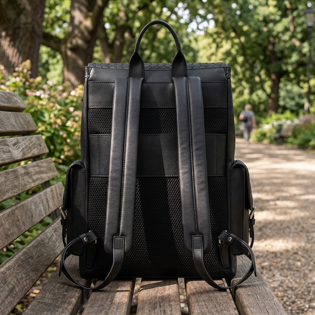 Handmade Woven Leather Backpack Laptop Bag Travel Work Rucksack Men Women