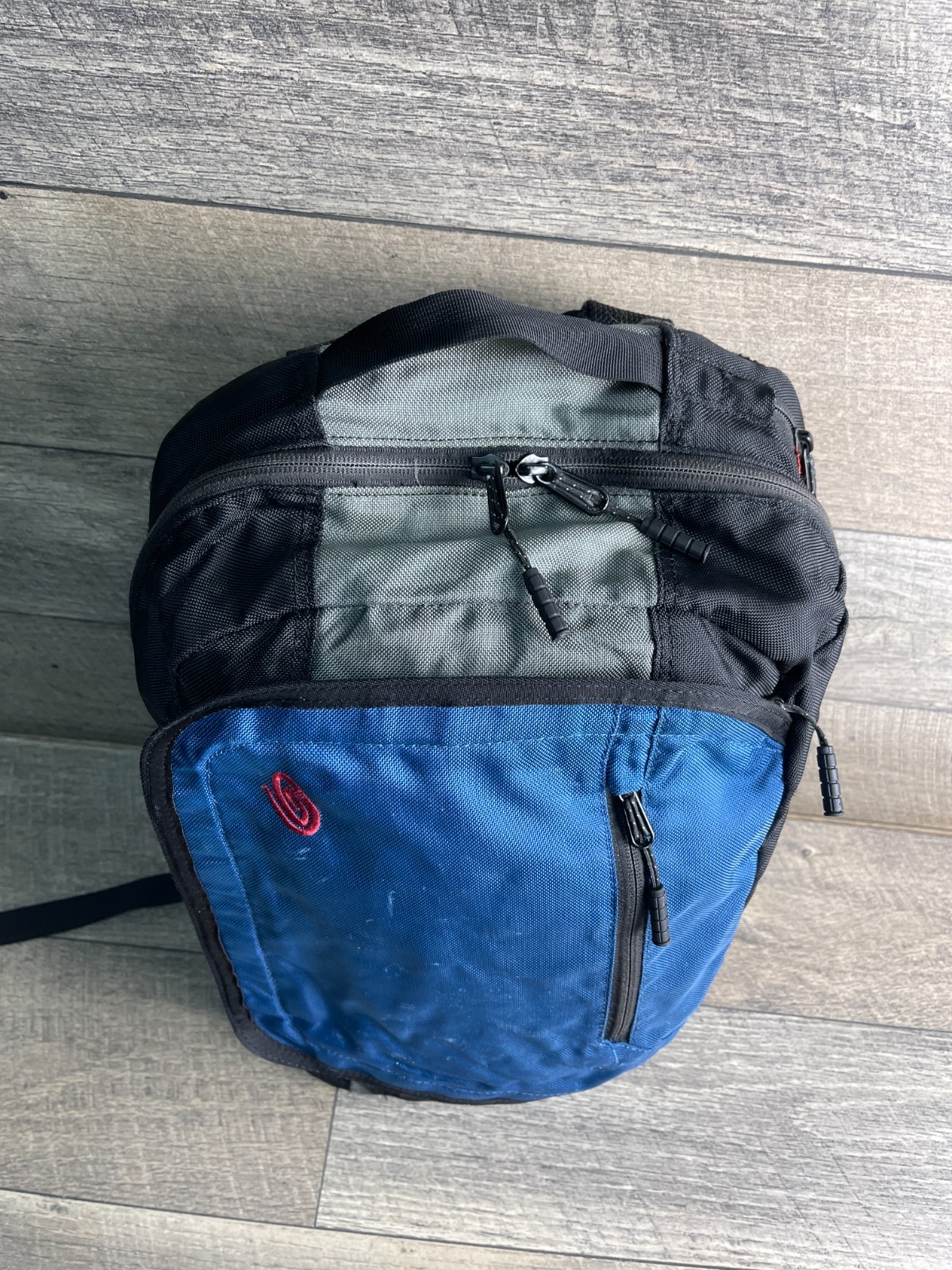 Timbuk2 Backpack Medium Q Blue Black Zip Inner Pocket Laptop Sleeve Shoulder