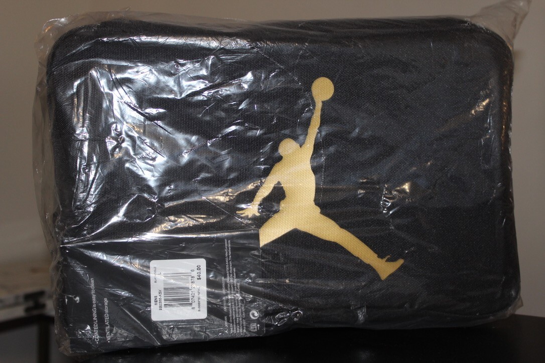Vintage New Nike Golf Jordan Shoebox Bag Black Gold 9B0388-K5X SHOE BAG LARGE