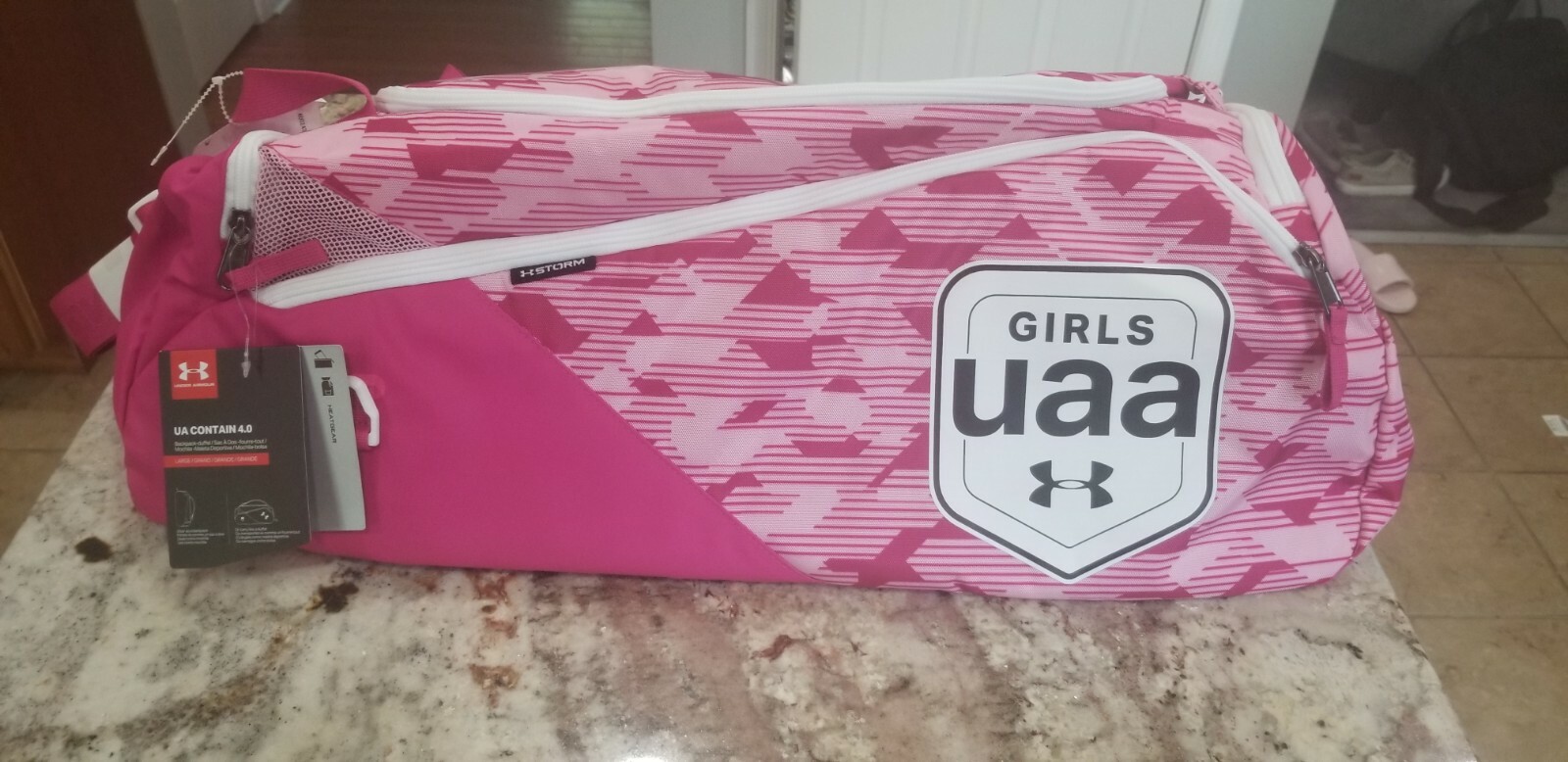 Girls Under Armour UAA UA Contain 4.0 Backpack Duffle Bag Pink