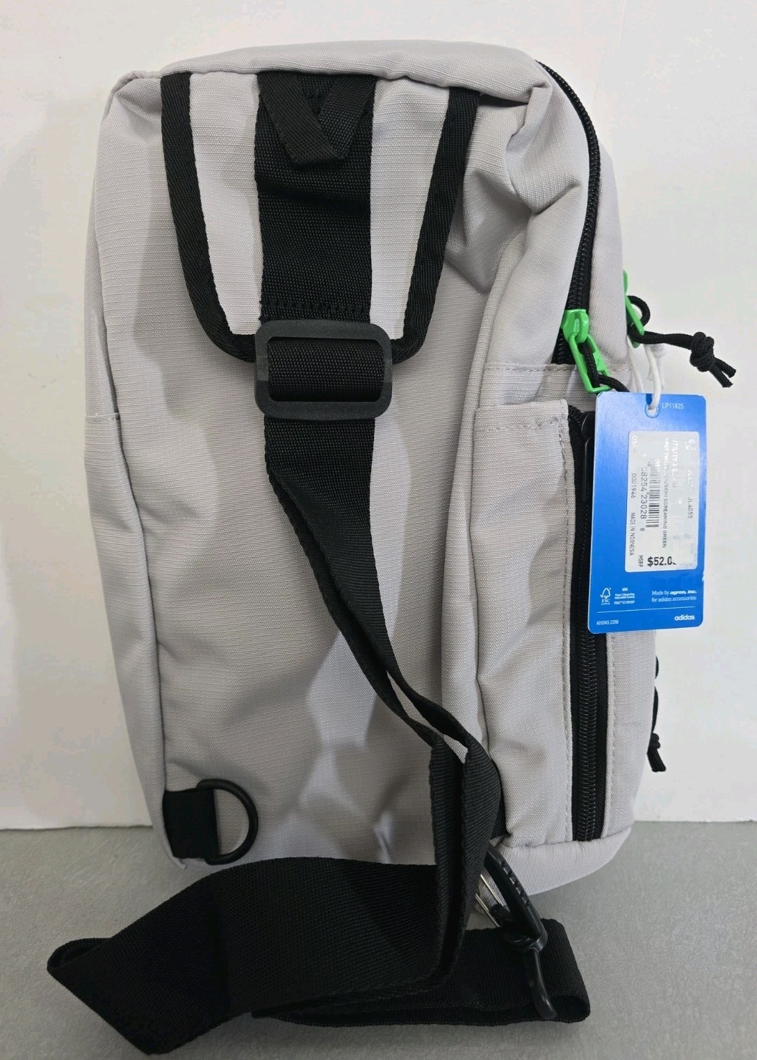 Adidas Originals Mens Light Gray Utility 4 Sling Bag Adjustable Strap NWT