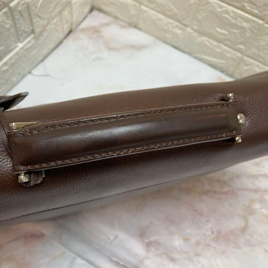 Dunhill Flap Briefcase Business Bag Brown Calf Leather Lock & Key Top Handle Men