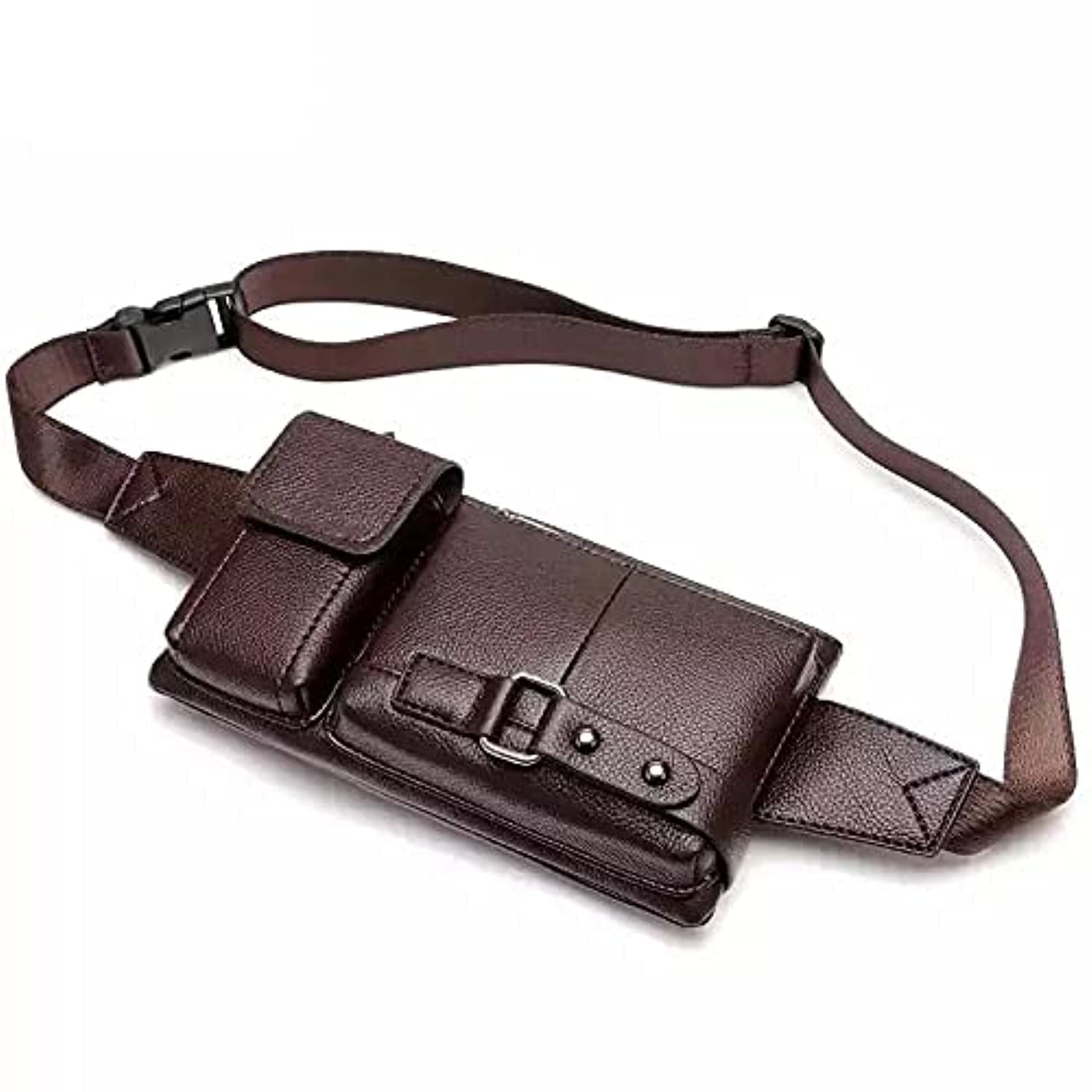 Men’s Leather Sling Bag,Chest Shoulder Backpack, Water waterproof Crossbody B…