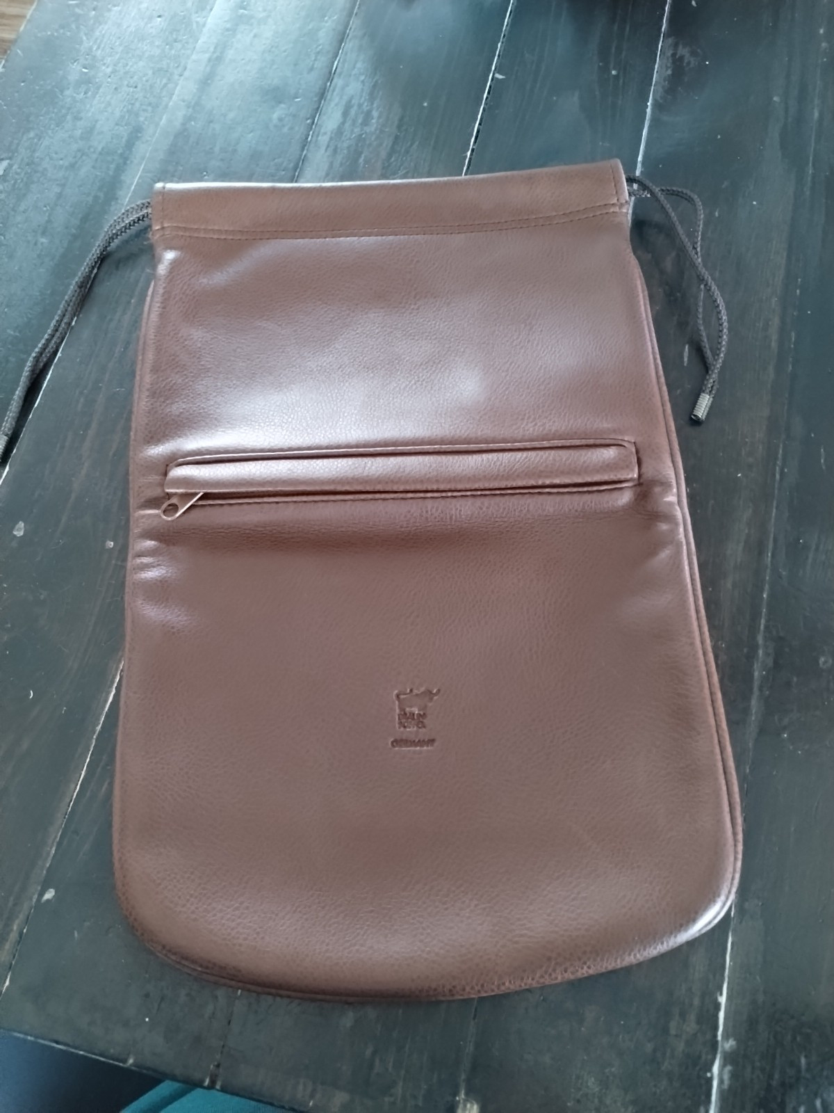 Rare Braun Buffel Germany Brown Leather Drawstring Shoe Bag Never Used Purse