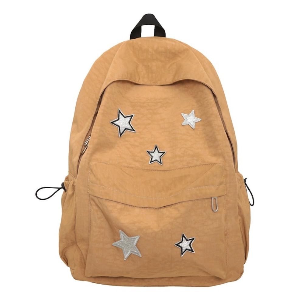 Caramel Cute Y2K Aesthetic Stars Pattern Preppy Backpack Laptop Supplies