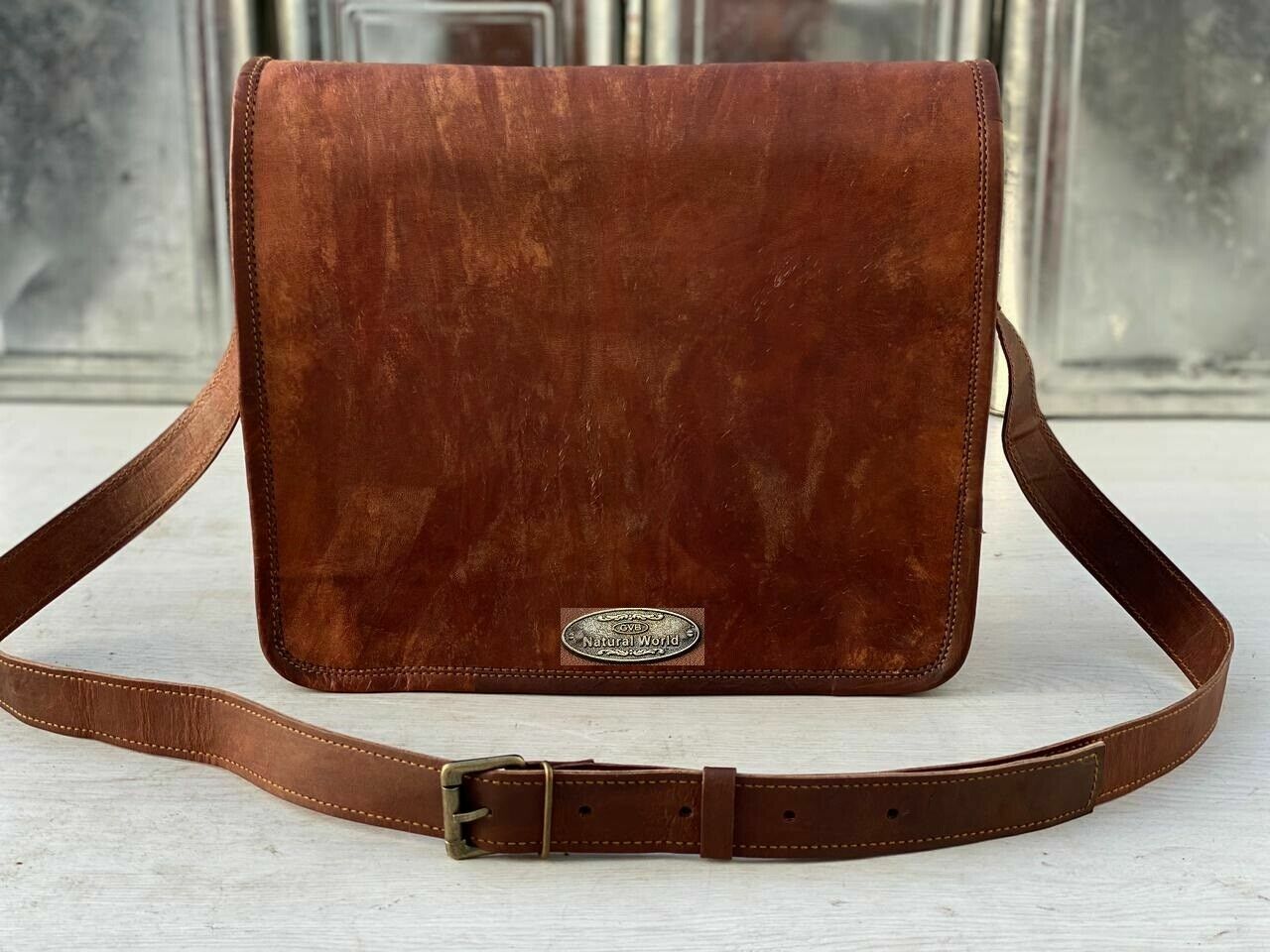 Vintage Leather Messenger Shoulder Laptop Bag Briefcase 18 Inch Men Best Seller