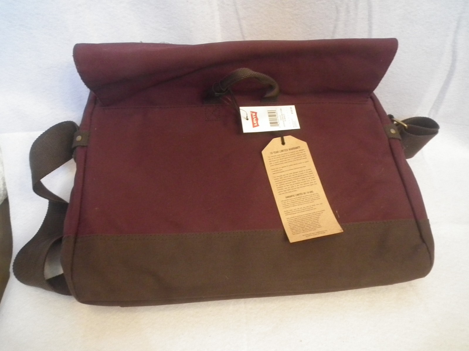 Levi’s Messenger Bag Burgundy Maroon and Brown Canvas Crossbody Large NWT